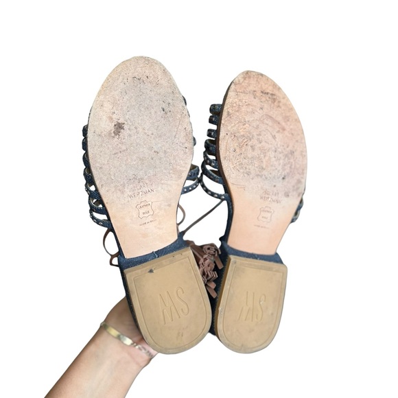 STUART WEITZMAN Skippity Tassel Denim Sandals - Picture 14 of 16